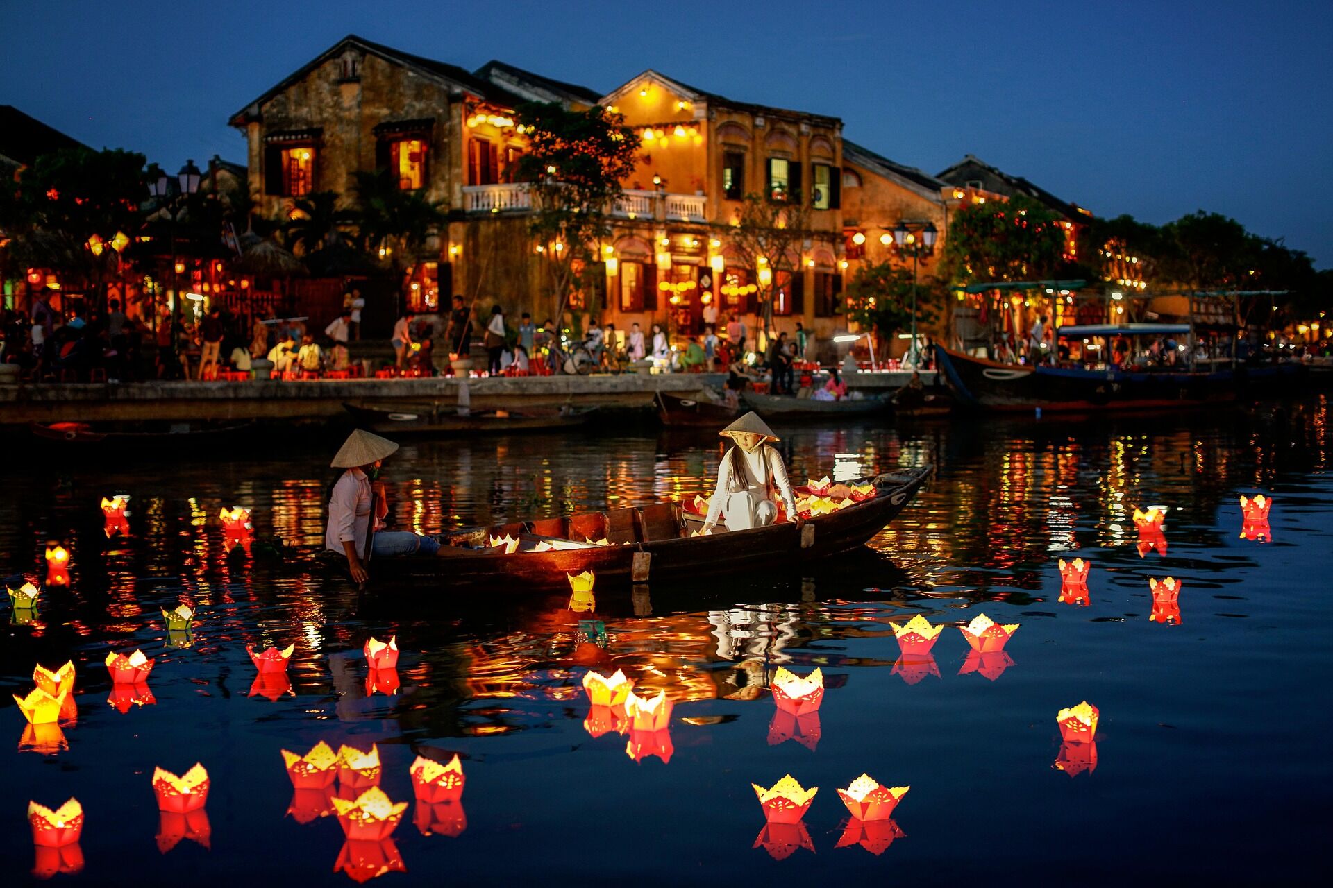 Wishes float into the night